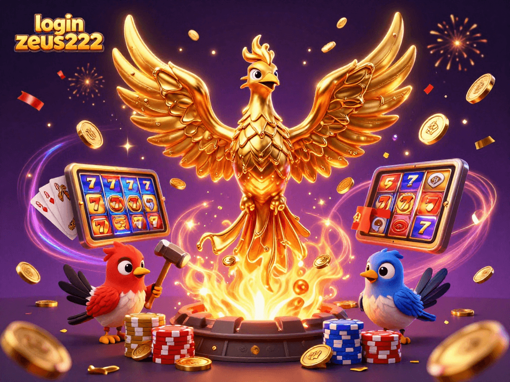 Experience the excitement of login zeus222 with a dynamic phoenix and casino elements.