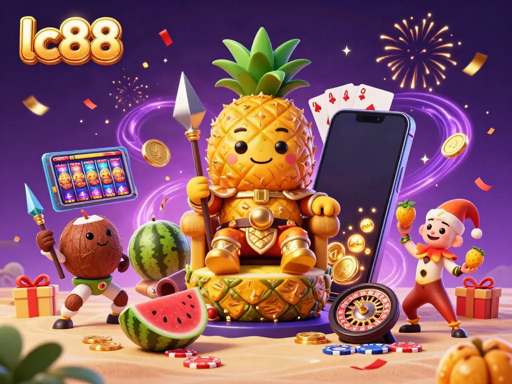 Experience the vibrant gaming world of lc88 with lively casino elements and colorful characters.