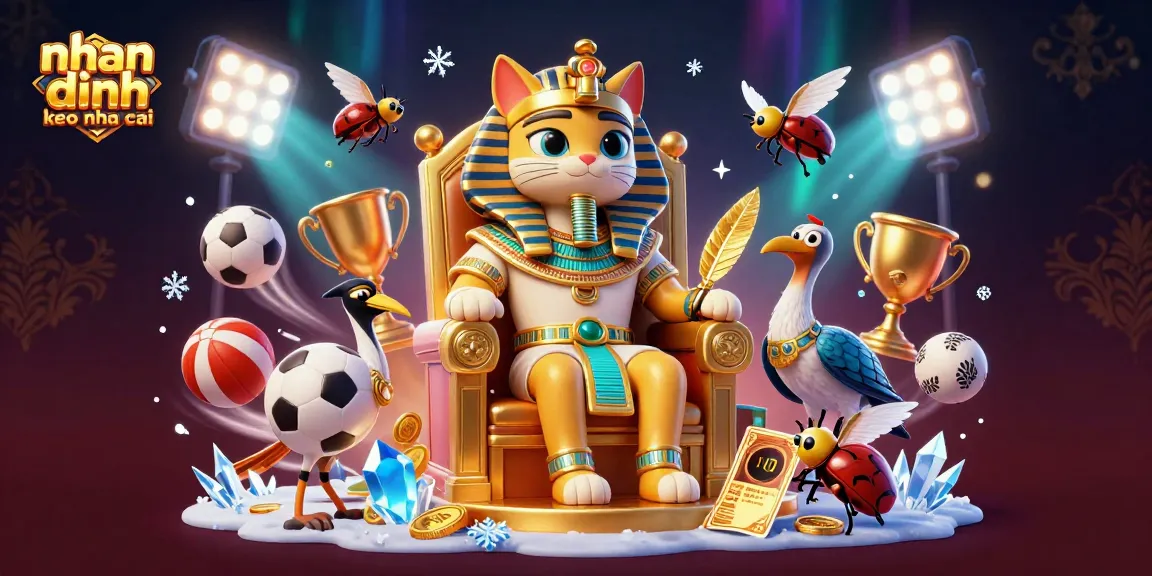 nhan dinh keo nha cai showcases a vibrant scene with 3D characters and dynamic sports elements.