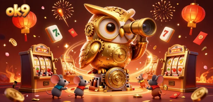 Engage with exciting games at ok 9, featuring a vibrant casino scene filled with colorful characters and elements.
